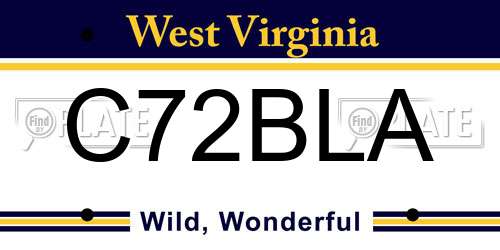 C72BLA West Virginia License Plate