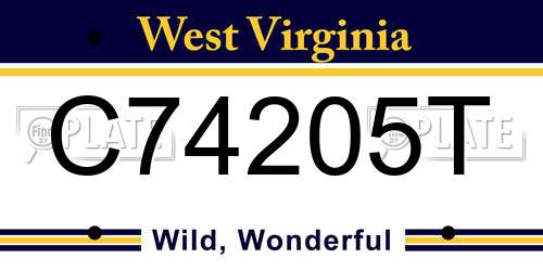 C74205T West Virginia License Plate