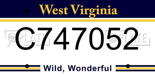 C747052 West Virginia License Plate
