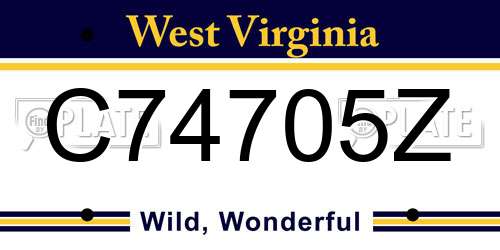 C74705Z West Virginia License Plate