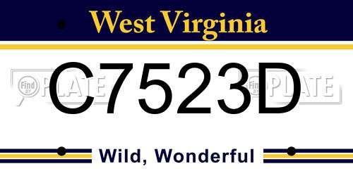 C7523D West Virginia License Plate