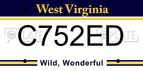 C752ED West Virginia License Plate