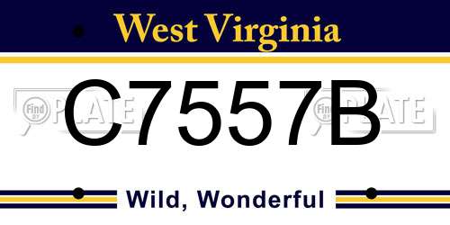 C7557B West Virginia License Plate