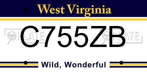 C755ZB West Virginia License Plate
