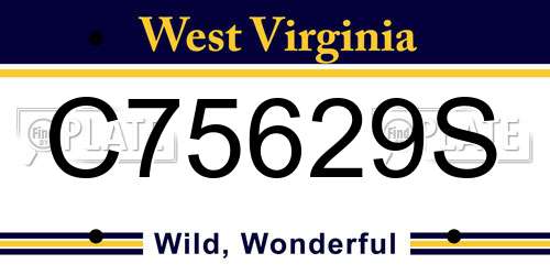 C75629S West Virginia License Plate