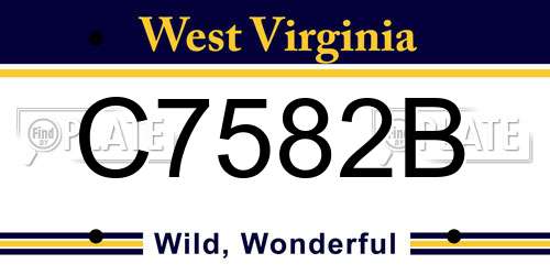 C7582B West Virginia License Plate