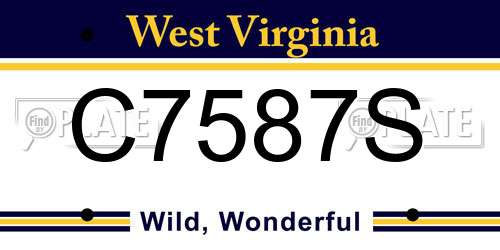 C7587S West Virginia License Plate