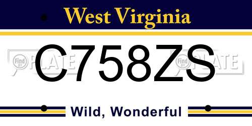 C758ZS West Virginia License Plate