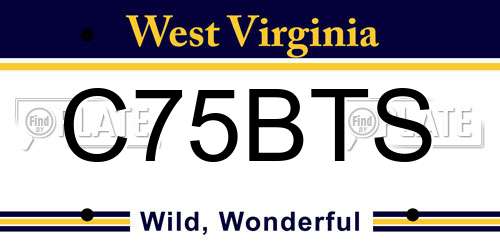 C75BTS West Virginia License Plate