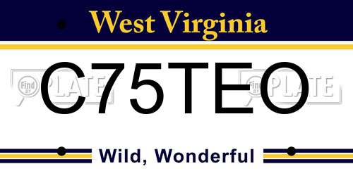 C75TEO West Virginia License Plate