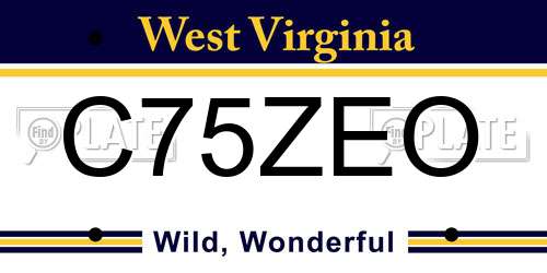 C75ZEO West Virginia License Plate