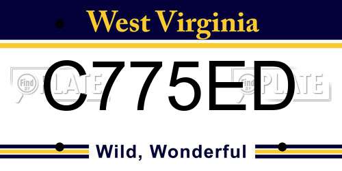 C775ED West Virginia License Plate