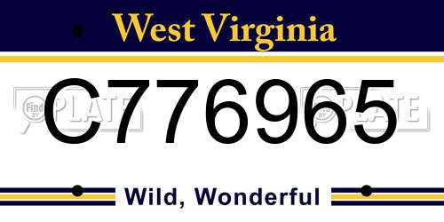 C776965 West Virginia License Plate