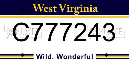C777243 West Virginia License Plate
