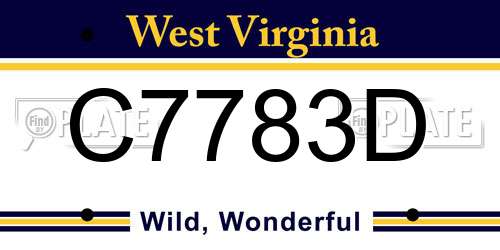 C7783D West Virginia License Plate