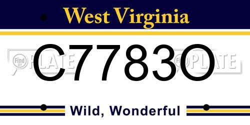 C7783O West Virginia License Plate