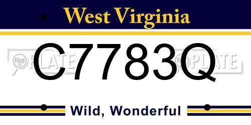 C7783Q West Virginia License Plate