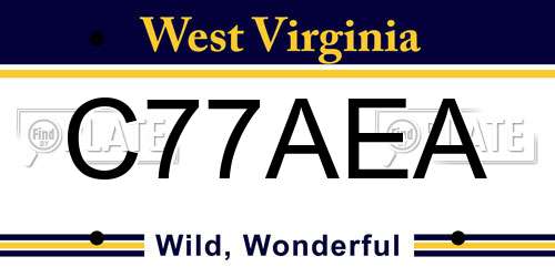 C77AEA West Virginia License Plate