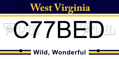 C77BED West Virginia License Plate