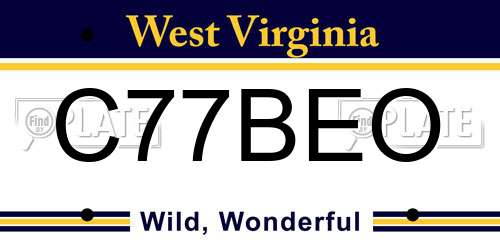 C77BEO West Virginia License Plate