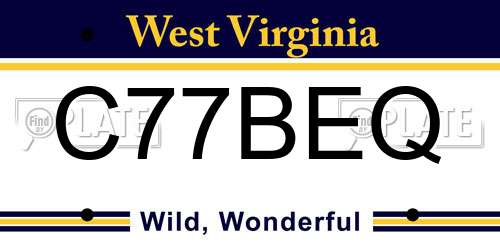 C77BEQ West Virginia License Plate