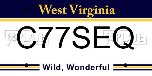 C77SEQ West Virginia License Plate
