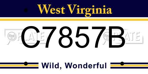 C7857B West Virginia License Plate