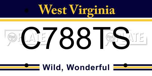 C788TS West Virginia License Plate