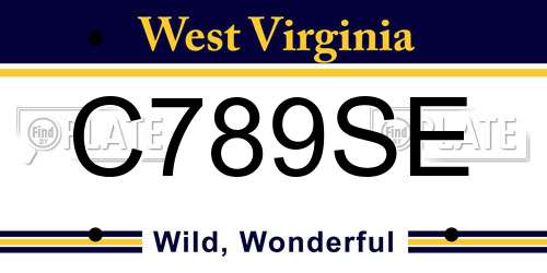 C789SE West Virginia License Plate