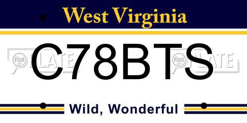 C78BTS West Virginia License Plate