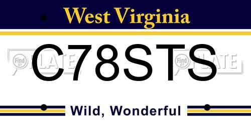 C78STS West Virginia License Plate