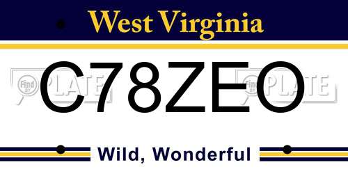 C78ZEO West Virginia License Plate