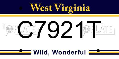 C7921T West Virginia License Plate