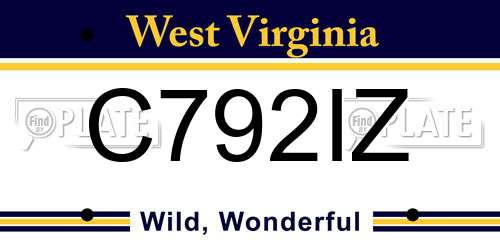 C792IZ West Virginia License Plate
