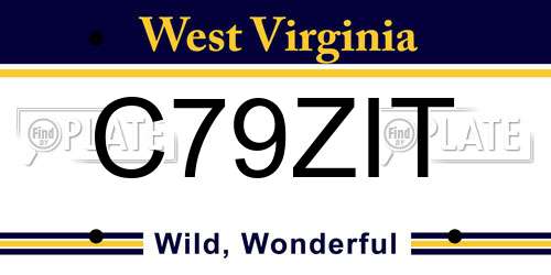 C79ZIT West Virginia License Plate