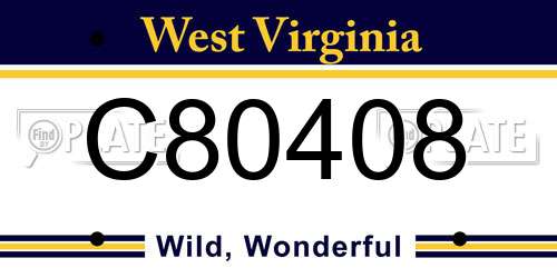 C80408 West Virginia License Plate