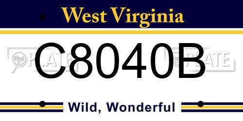 C8040B West Virginia License Plate
