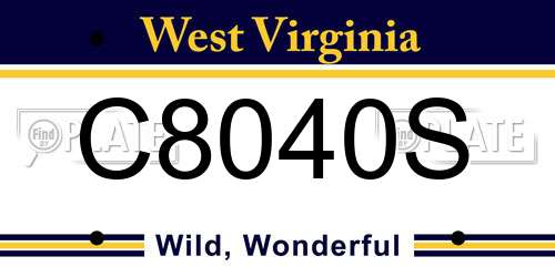 C8040S West Virginia License Plate