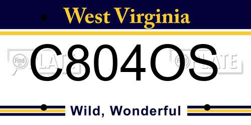 C804OS West Virginia License Plate