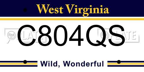 C804QS West Virginia License Plate