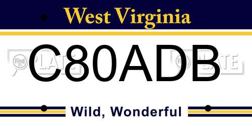 C80ADB West Virginia License Plate