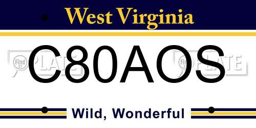 C80AOS West Virginia License Plate