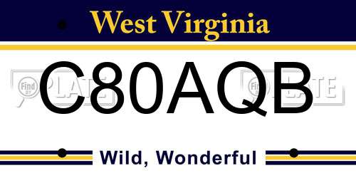 C80AQB West Virginia License Plate