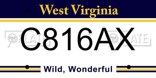 C816AX West Virginia License Plate