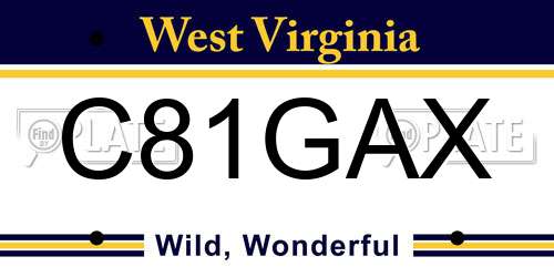 C81GAX West Virginia License Plate