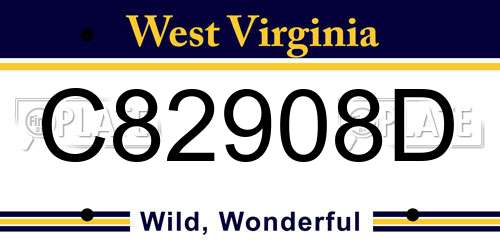 C82908D West Virginia License Plate