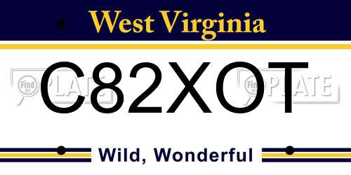 C82XOT West Virginia License Plate