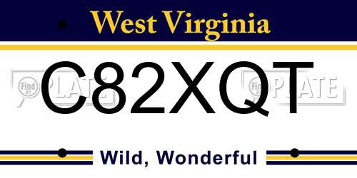 C82XQT West Virginia License Plate