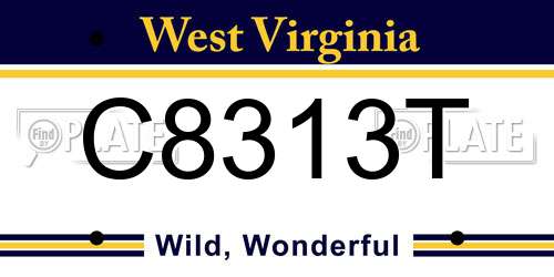 C8313T West Virginia License Plate