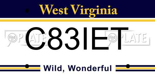 C83IET West Virginia License Plate